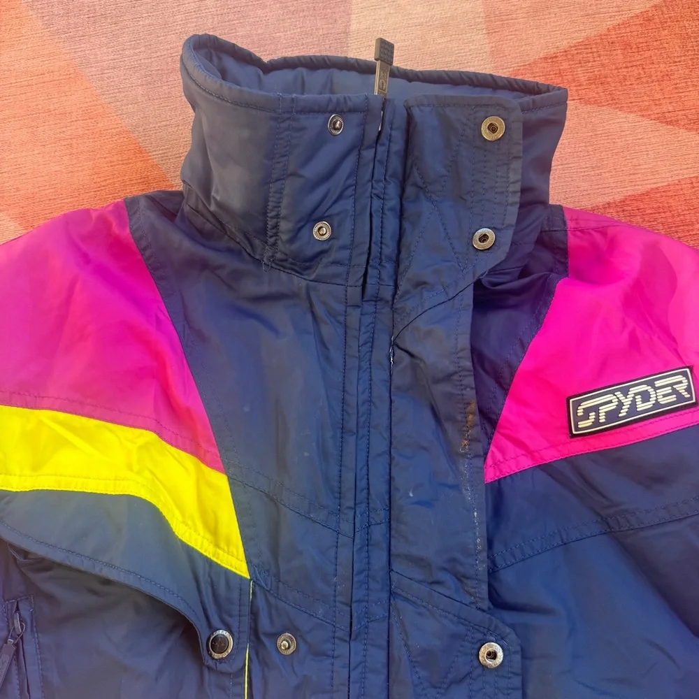 Vtg SPYDER Thinsulate Entrant Mens 80s Retro Winter Jacket L with Packable Hood - Picture 12 of 16